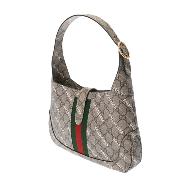 Gucci GG Supreme Jackie Balenciaga The Hacker Brown Beige Handbag - Picture 2 of 9